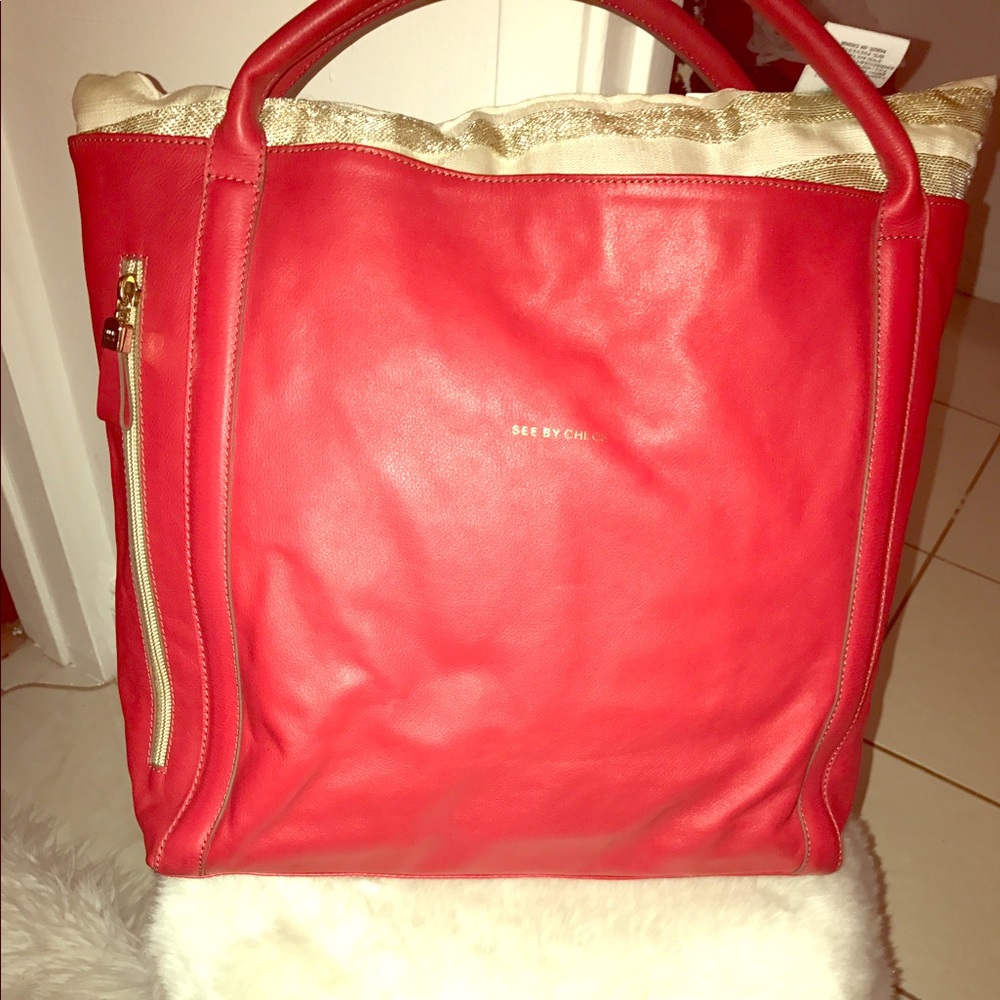 Chloe Red Tote Bag